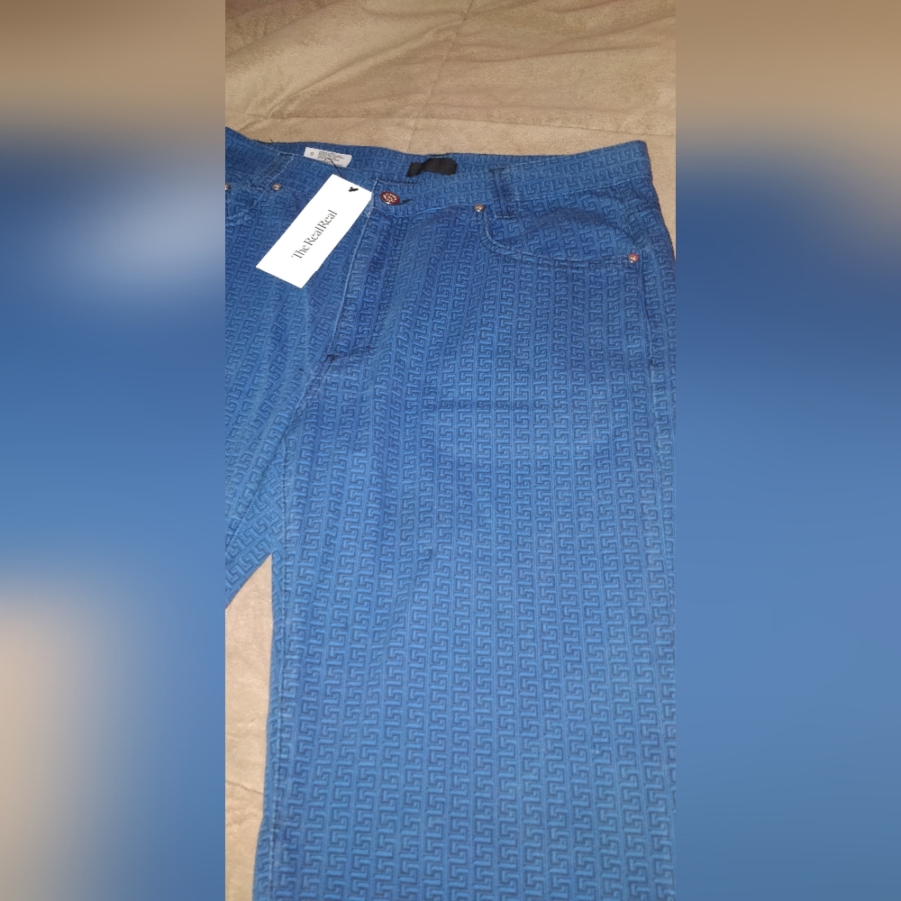 Vintage Gianni Versace Classic Greca Monogram Jeans – Rare Blue All-Over Greek K